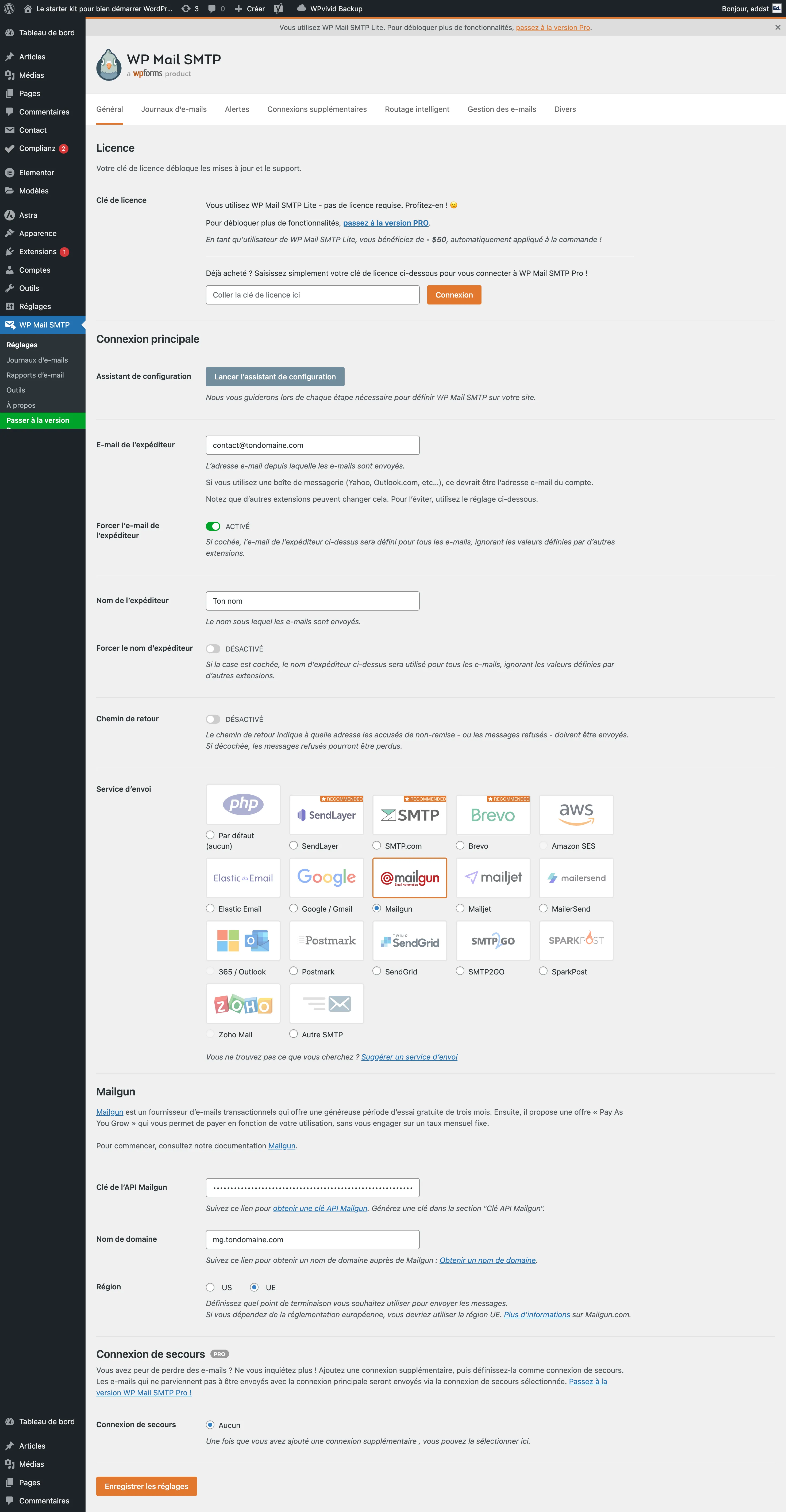 configuration DNS Mailgun
